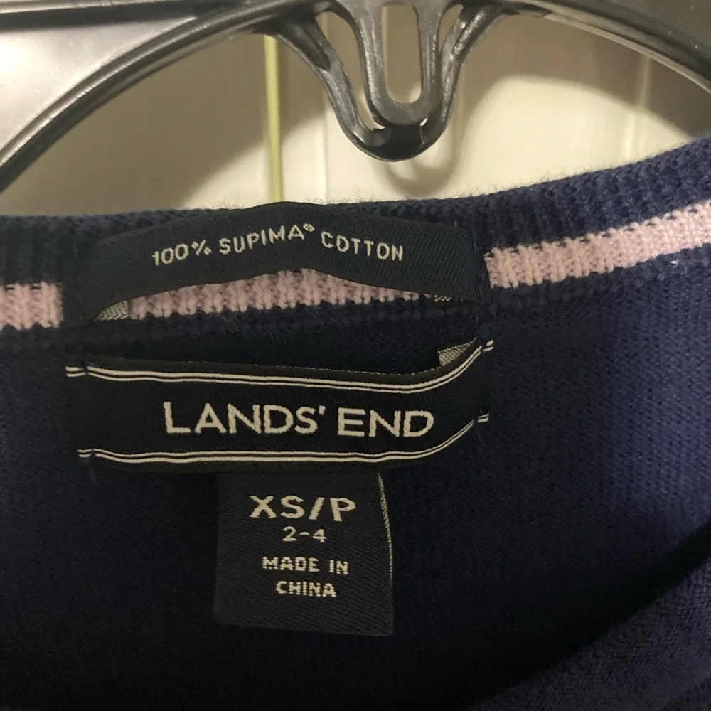 Lands' End Navy Cardigan with Purple Floral Embroidery - Picture 5 of 5